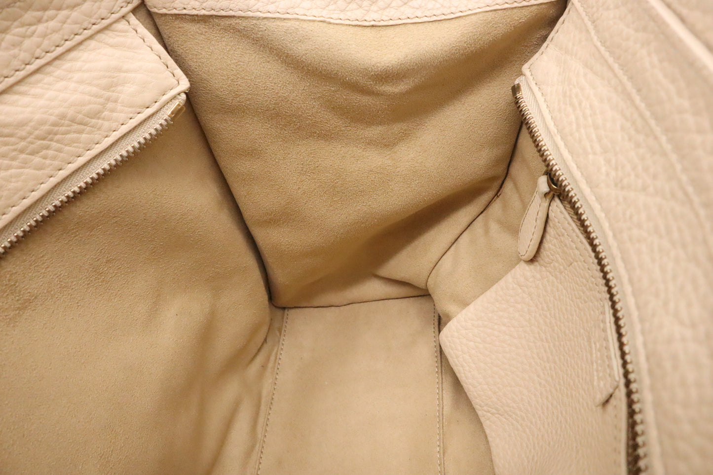 Celine Micro Luggage in Cream Drummed Leather