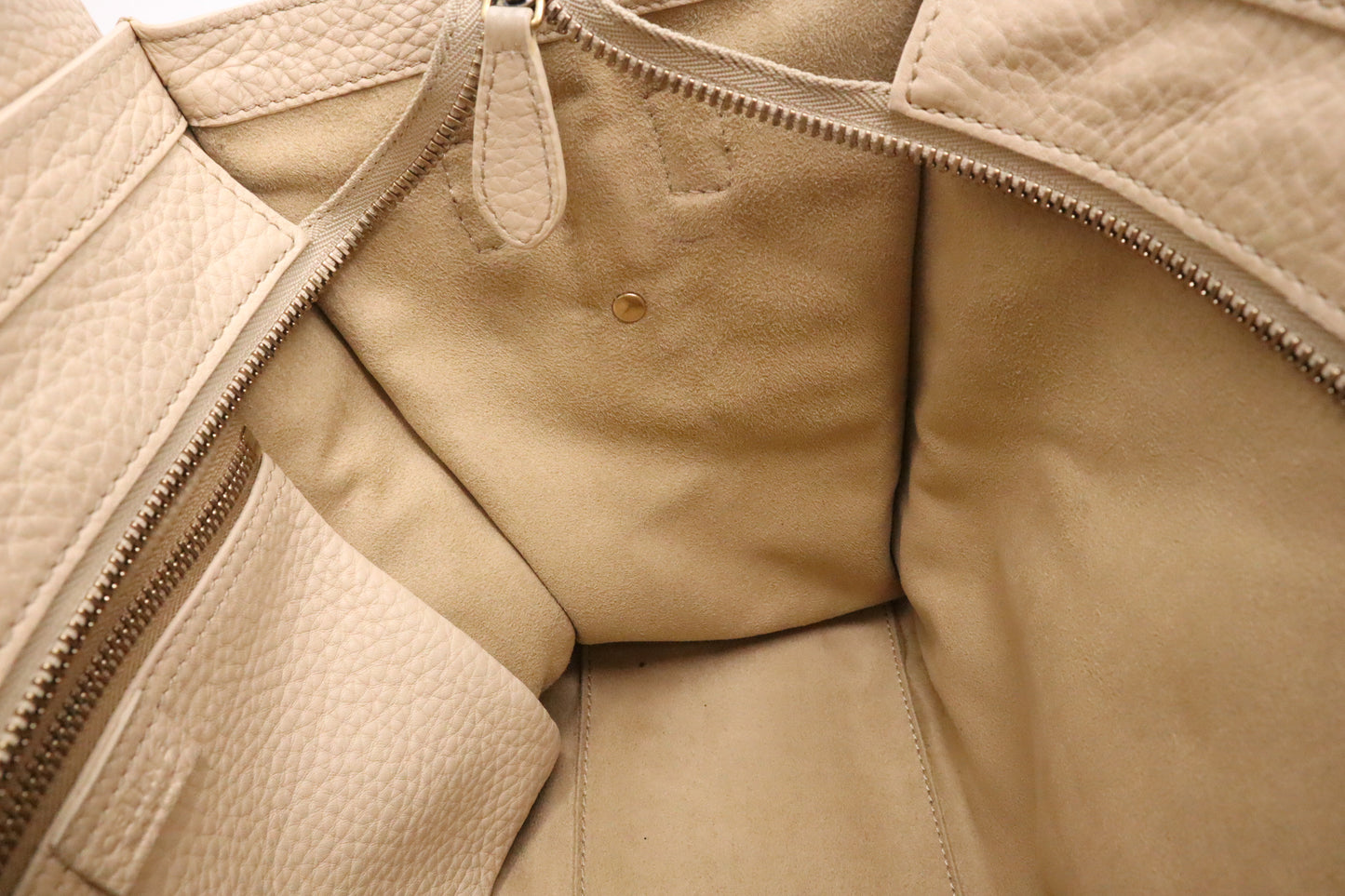 Celine Micro Luggage in Cream Drummed Leather