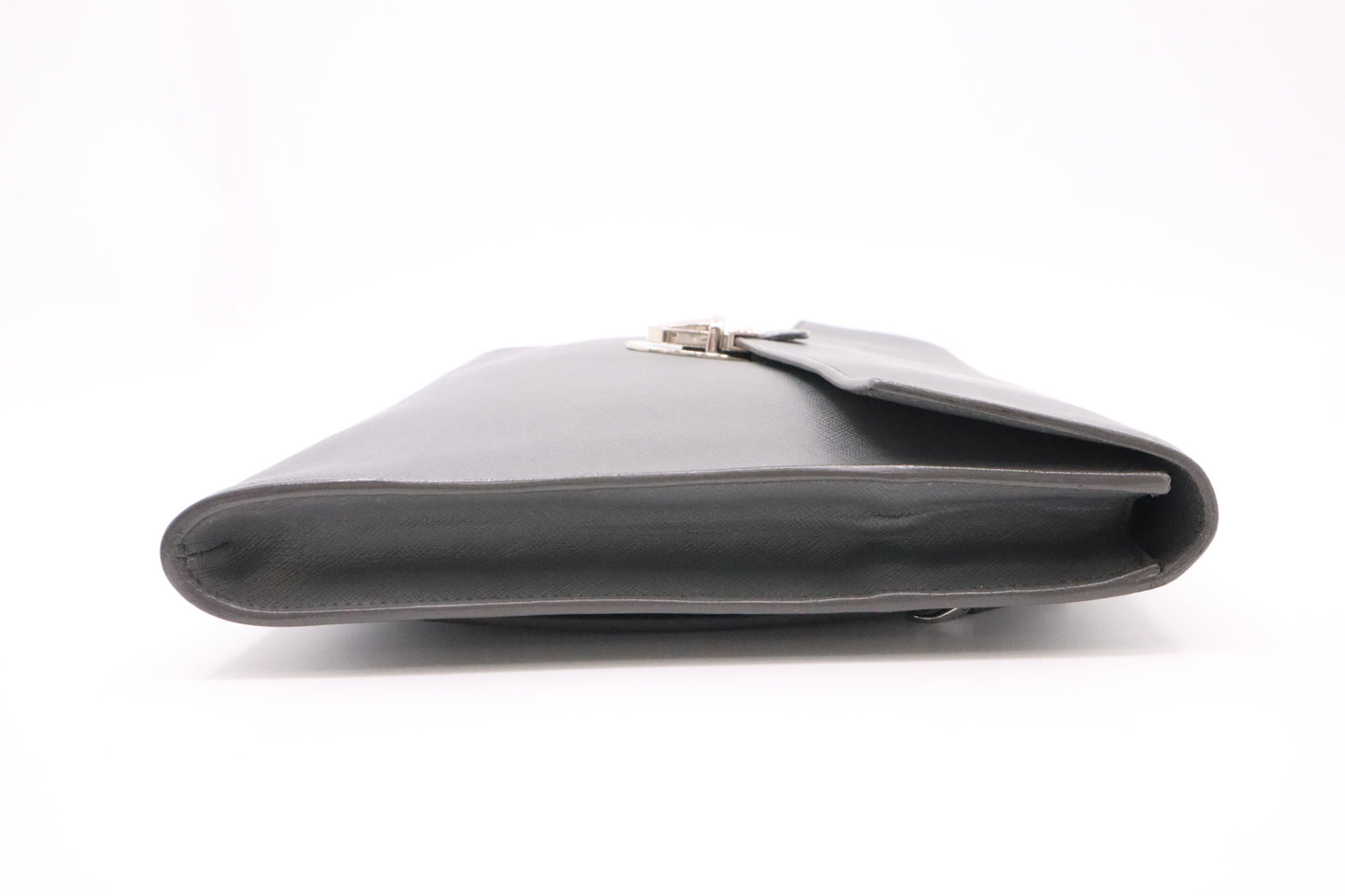 Prada Document Clutch in Gray Leather