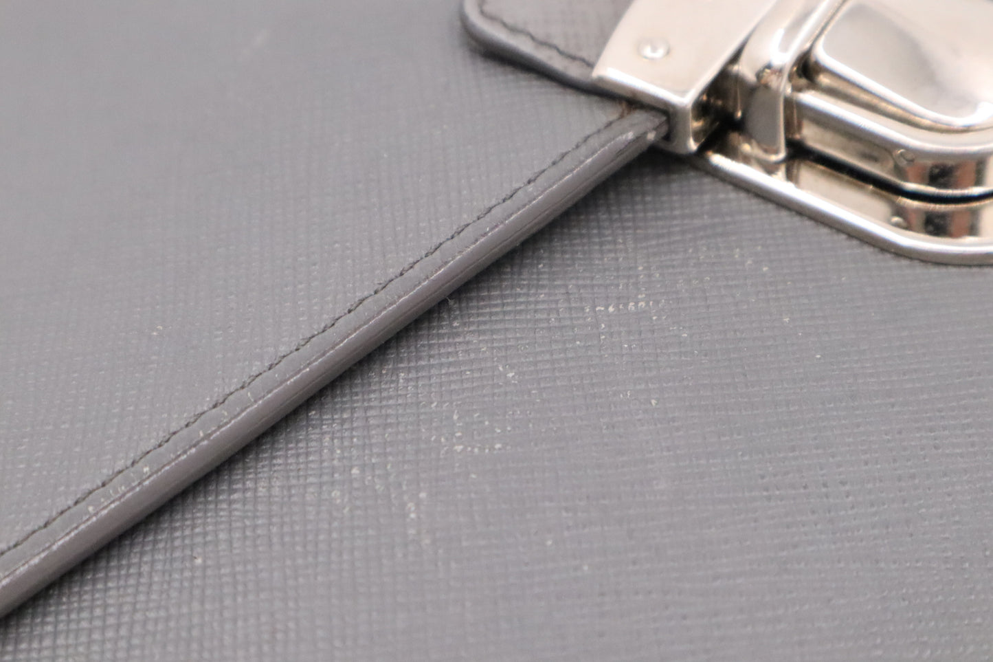 Prada Document Clutch in Gray Leather