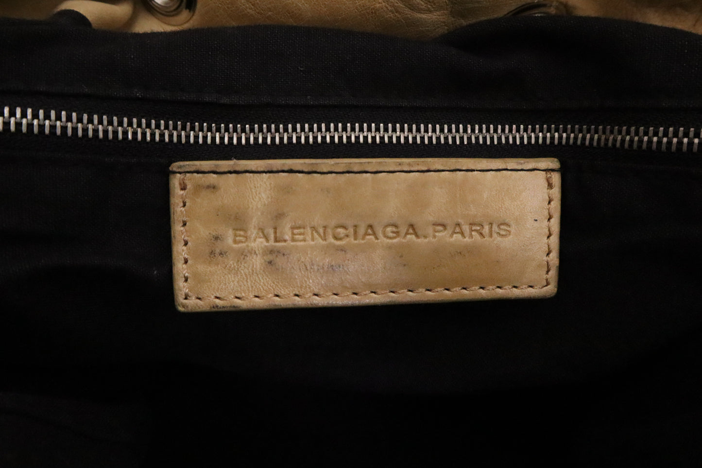 Balenciaga Pompon Shoulder Bag in Beige Leather