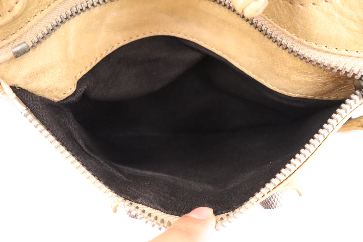 Balenciaga Pompon Shoulder Bag in Beige Leather