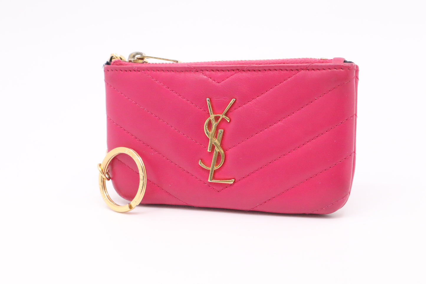 YSL Saint Laurent Key Pouch in Pink Leather