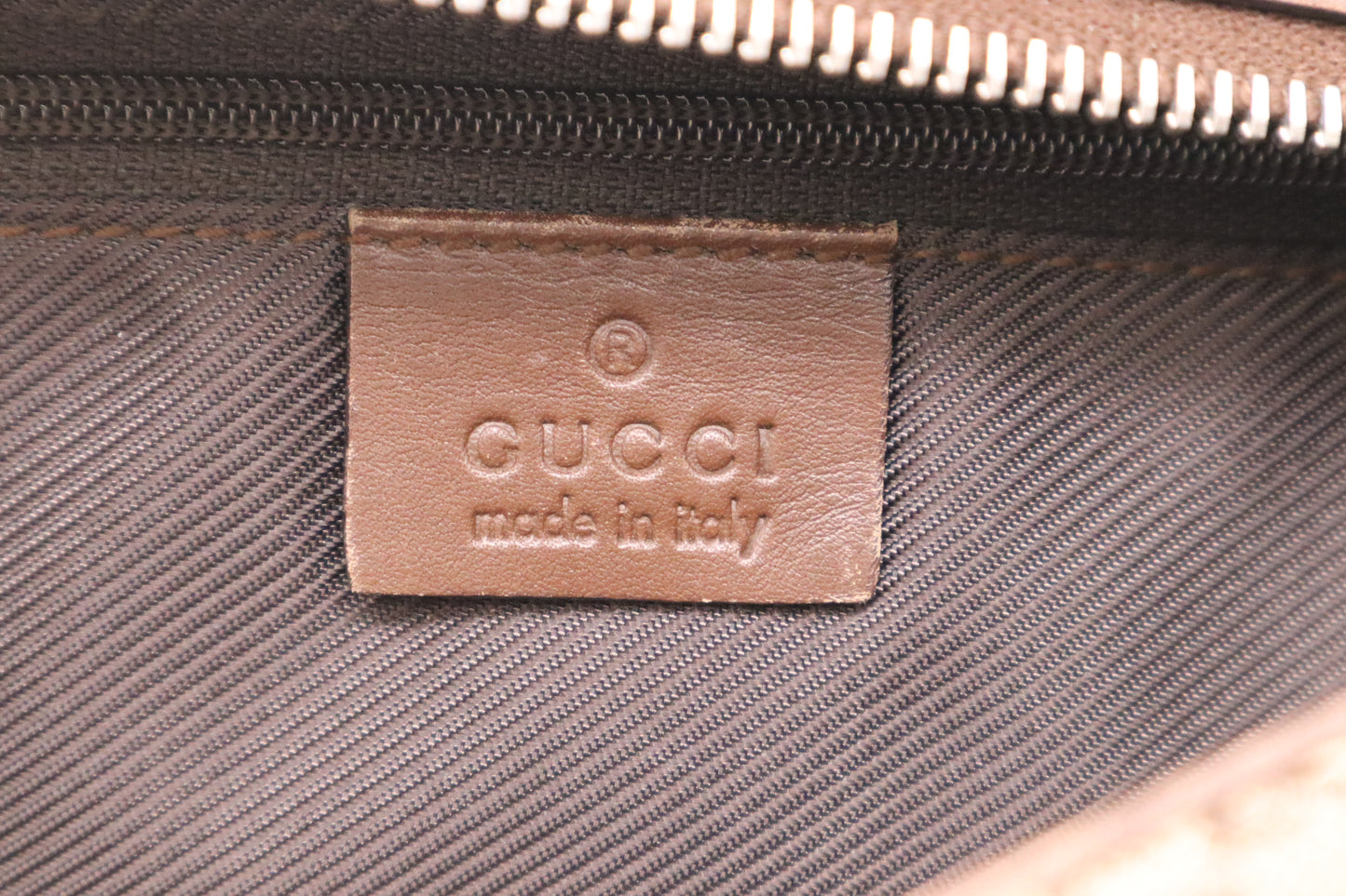 Gucci Shoulder Bag in GG Canvas and Brown Leather