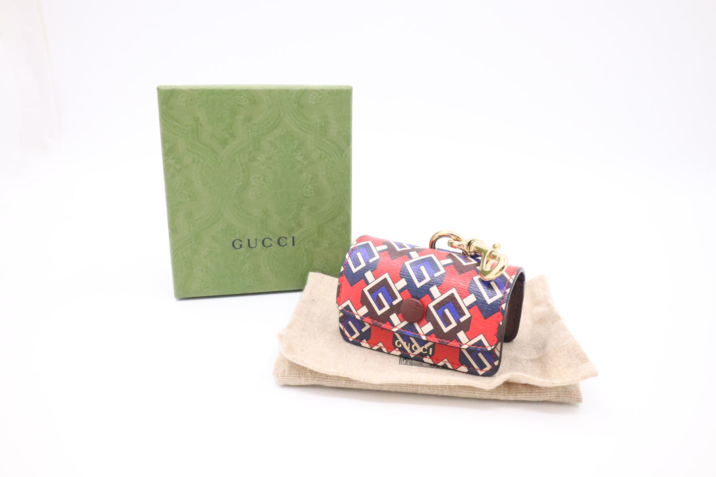 Gucci Dog Bag Case in Blue & Red Leather