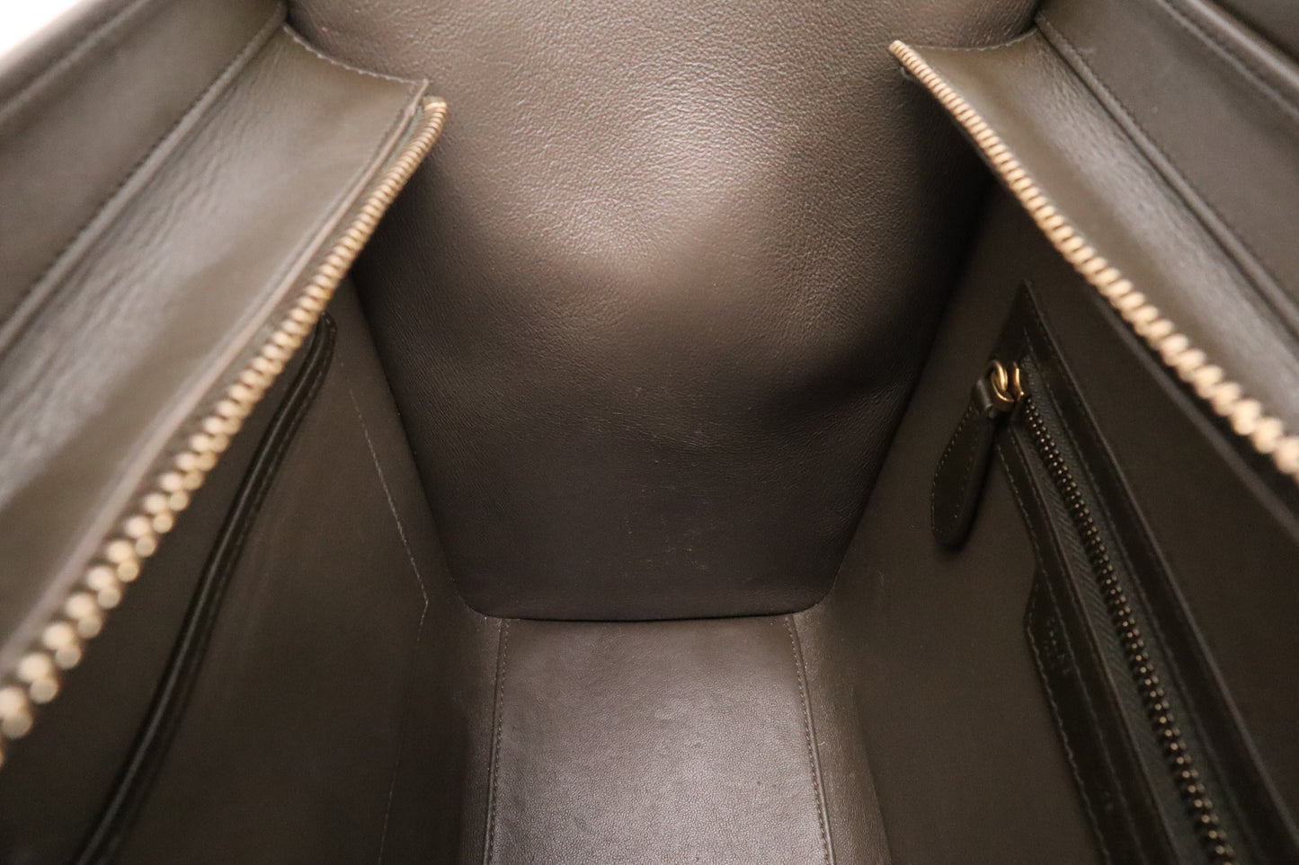 Celine Micro Luggage in Brown and Lime Yellow Leather