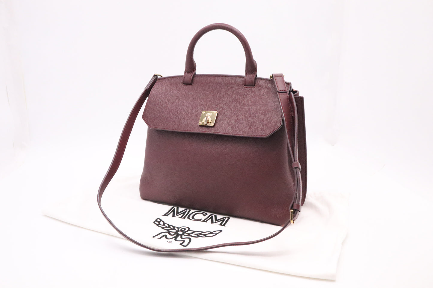 MCM Milla Handbag in Burgundy Leather