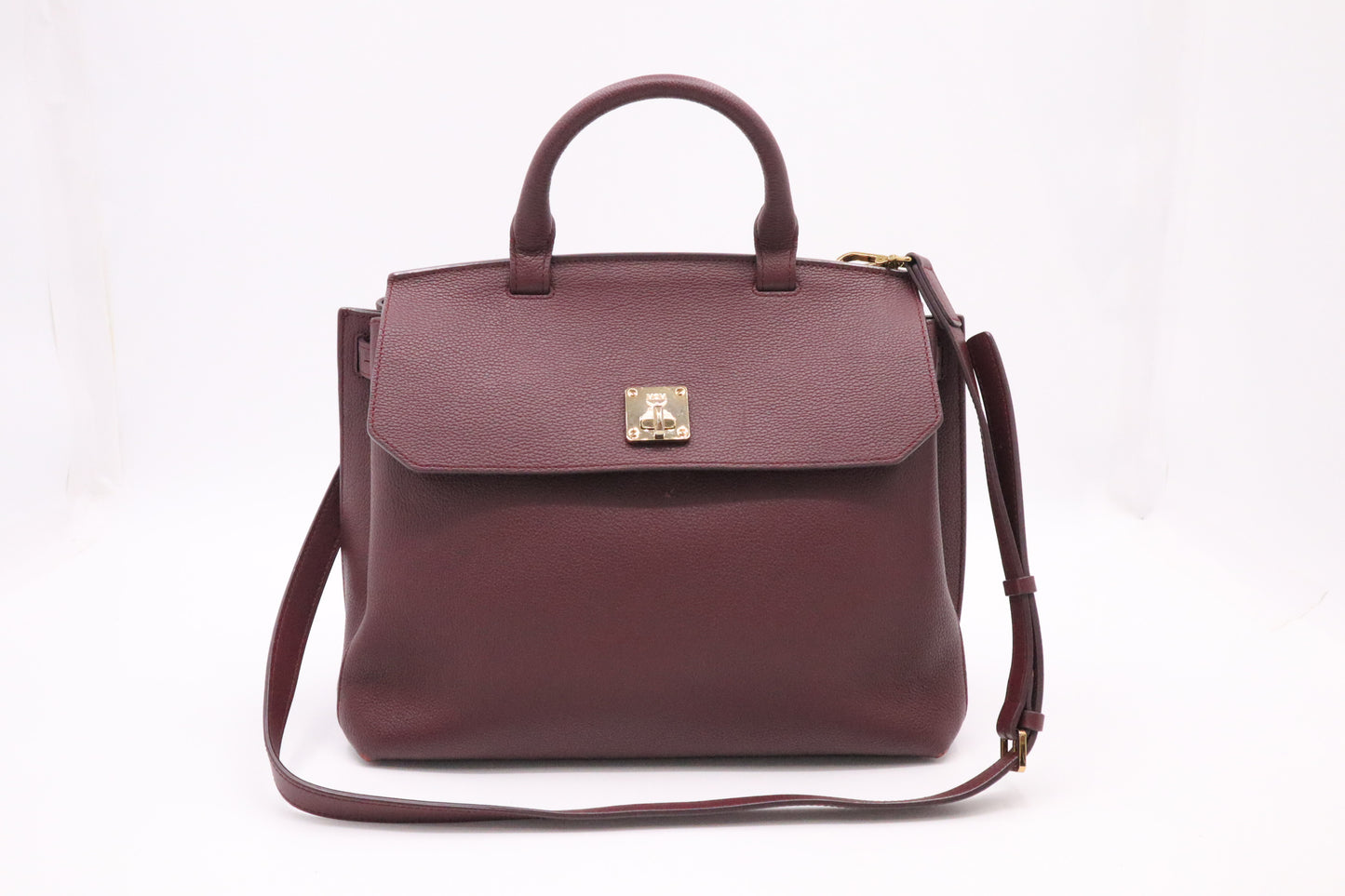 MCM Milla Handbag in Burgundy Leather