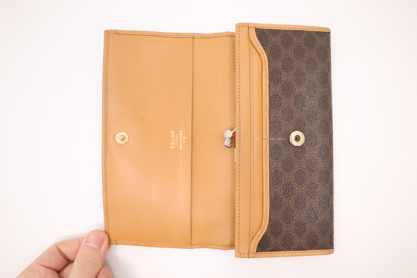 Celine Long Wallet in Brown Macadam Canvas
