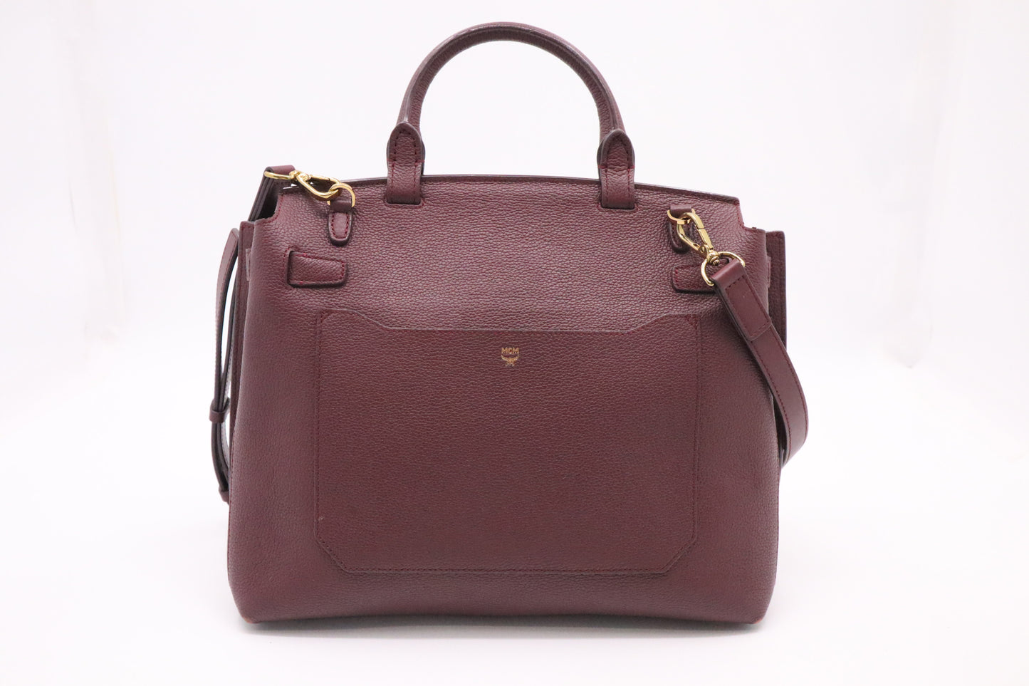 MCM Milla Handbag in Burgundy Leather