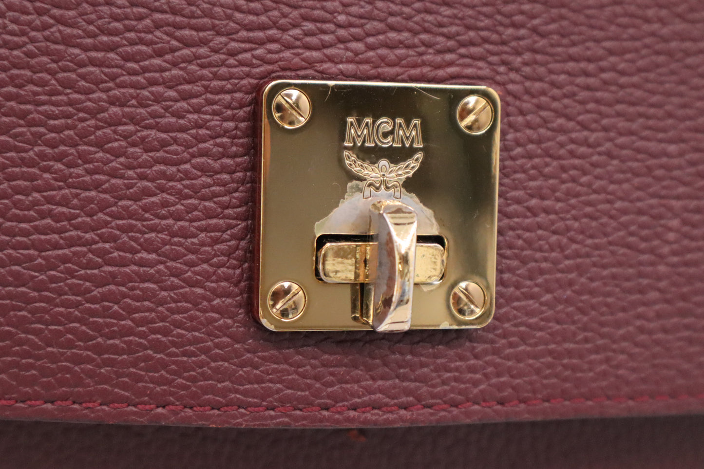 MCM Milla Handbag in Burgundy Leather