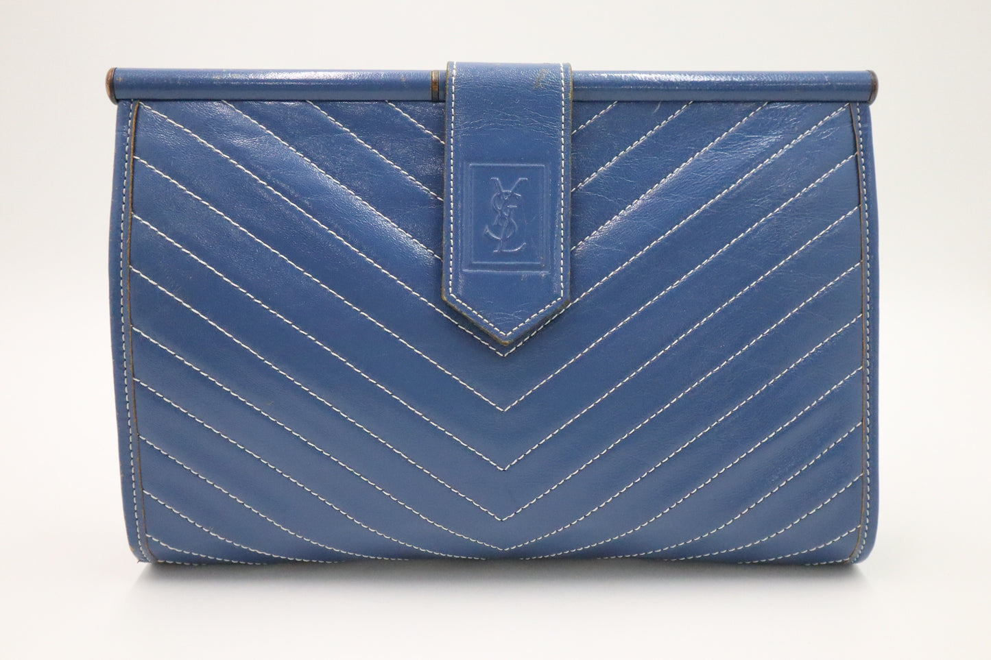 YSL Saint Laurent Clutch in Blue Leather