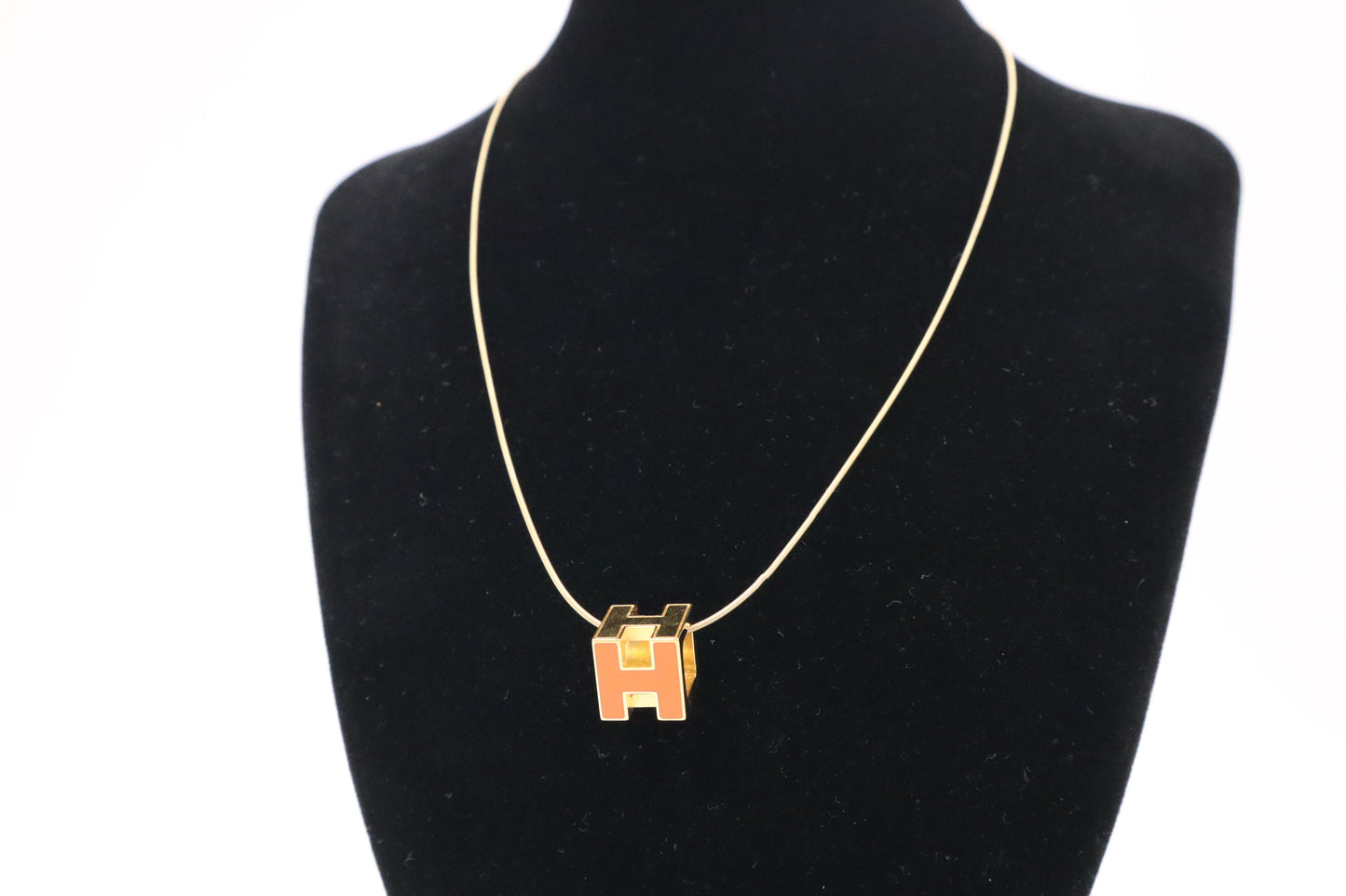 Hermes H Cube Necklace in Orange