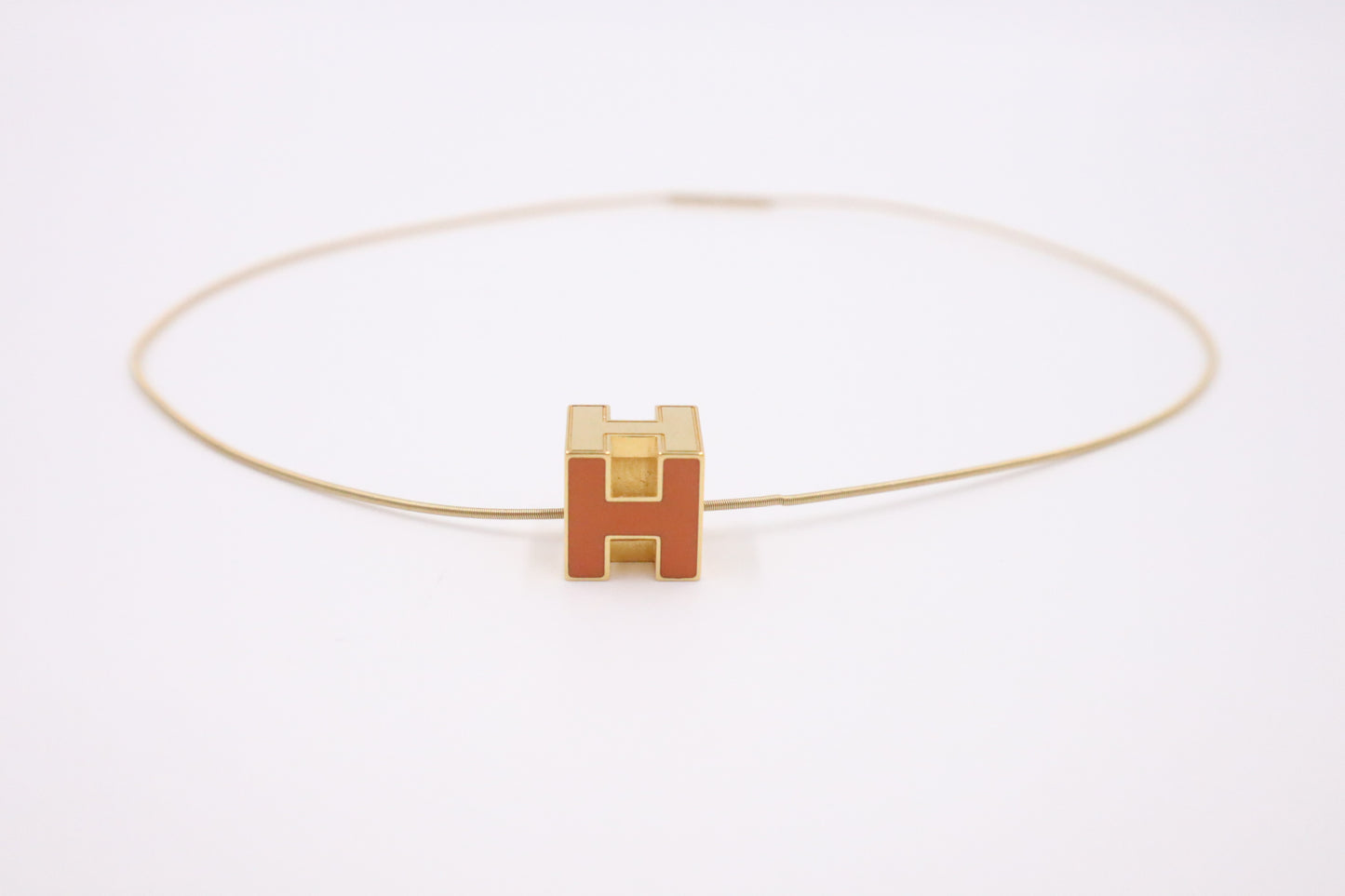 Hermes H Cube Necklace in Orange