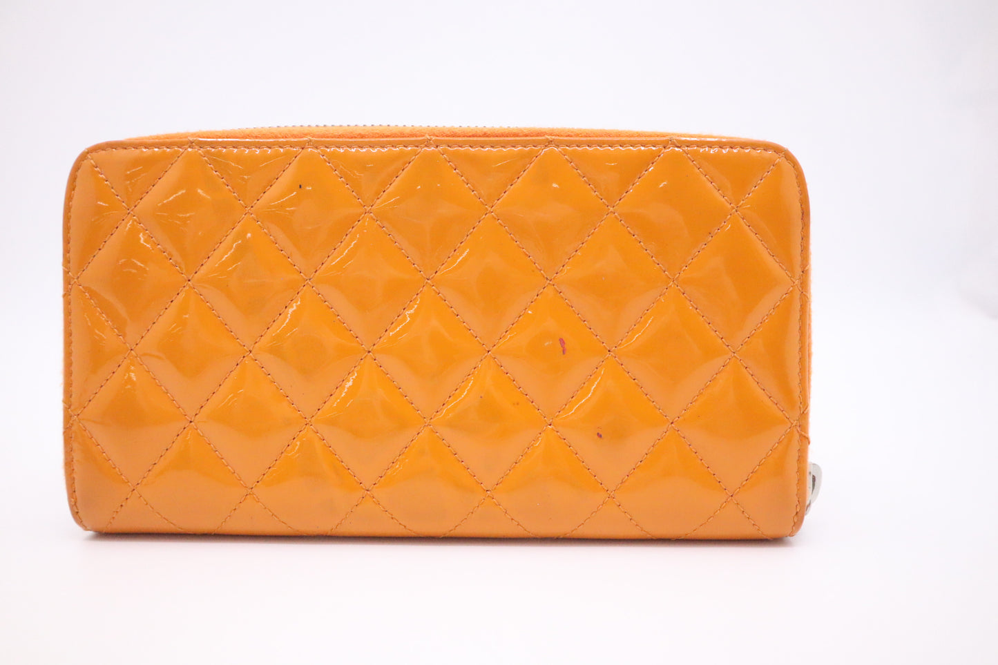 Chanel Long Zippy Wallet in Orange Patent Leather