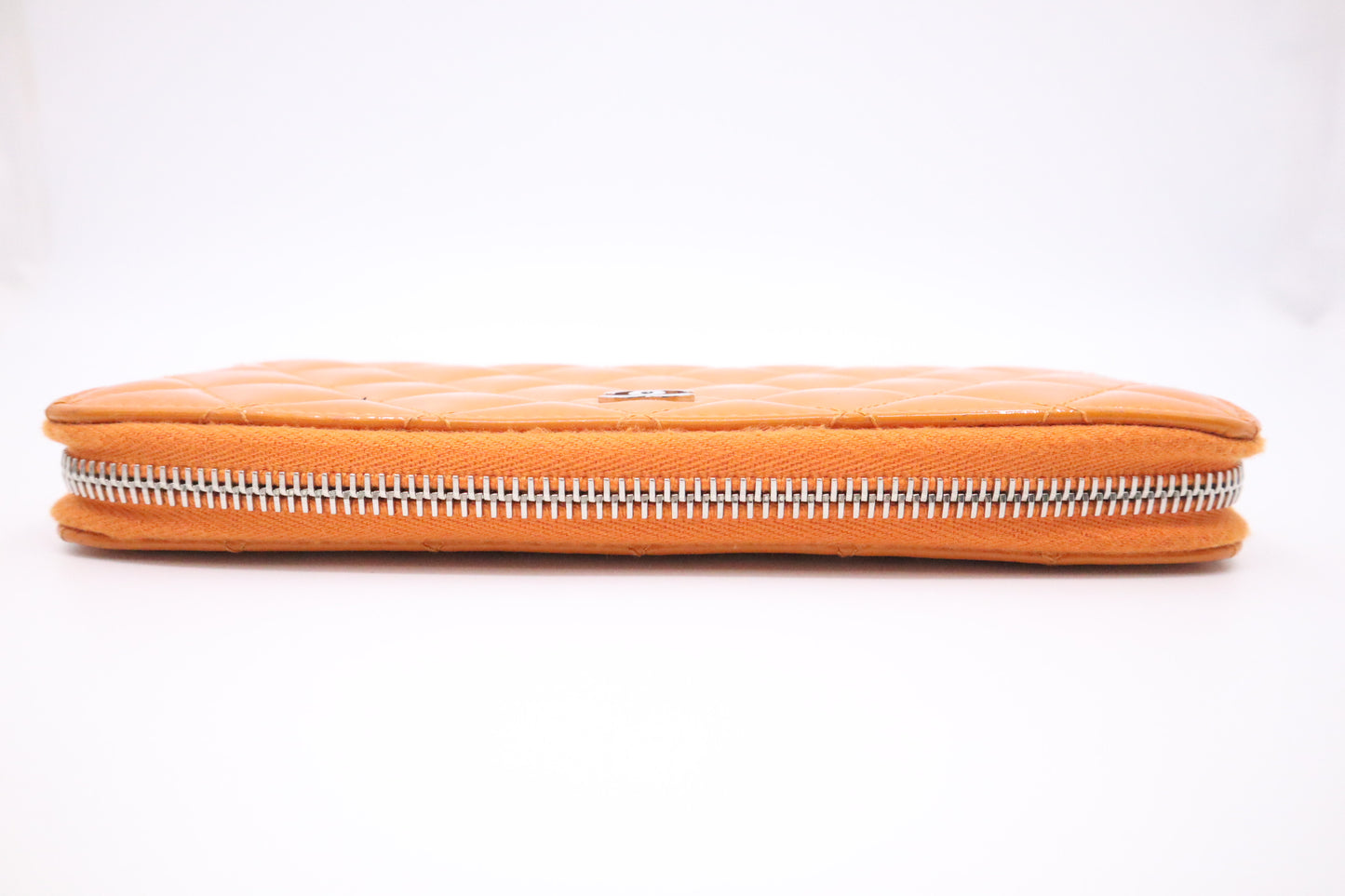 Chanel Long Zippy Wallet in Orange Patent Leather