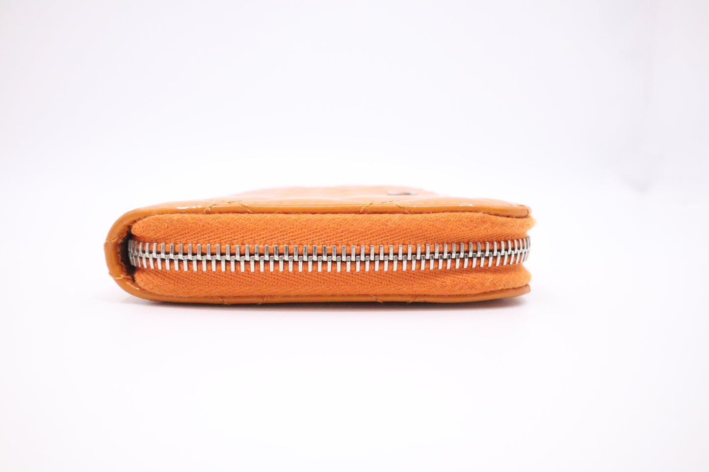 Chanel Long Zippy Wallet in Orange Patent Leather