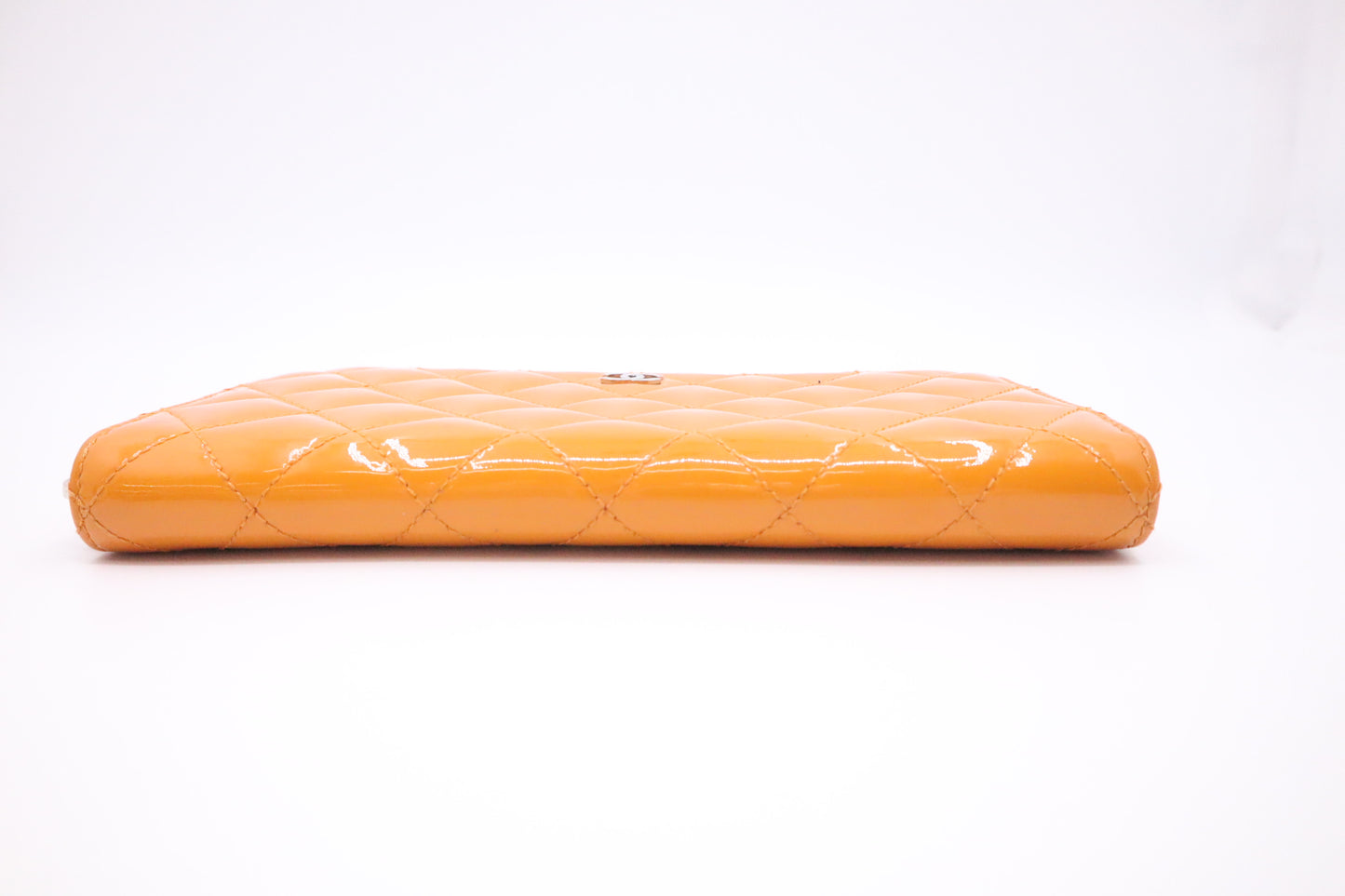 Chanel Long Zippy Wallet in Orange Patent Leather