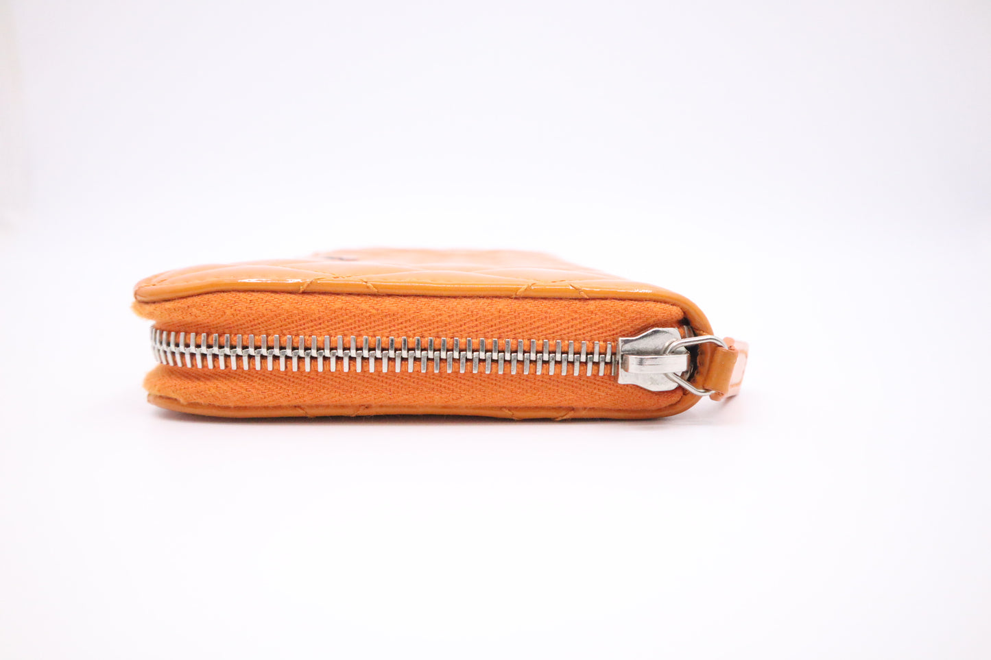 Chanel Long Zippy Wallet in Orange Patent Leather