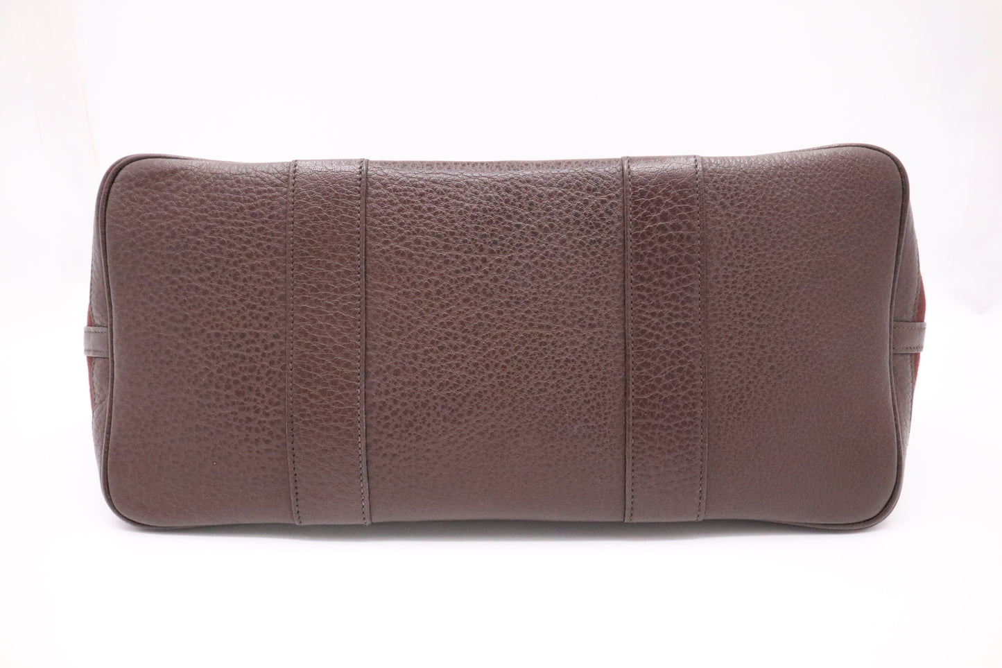 Hermes Garden Party 36 in Maroon Canvas & Dark Brown Leather