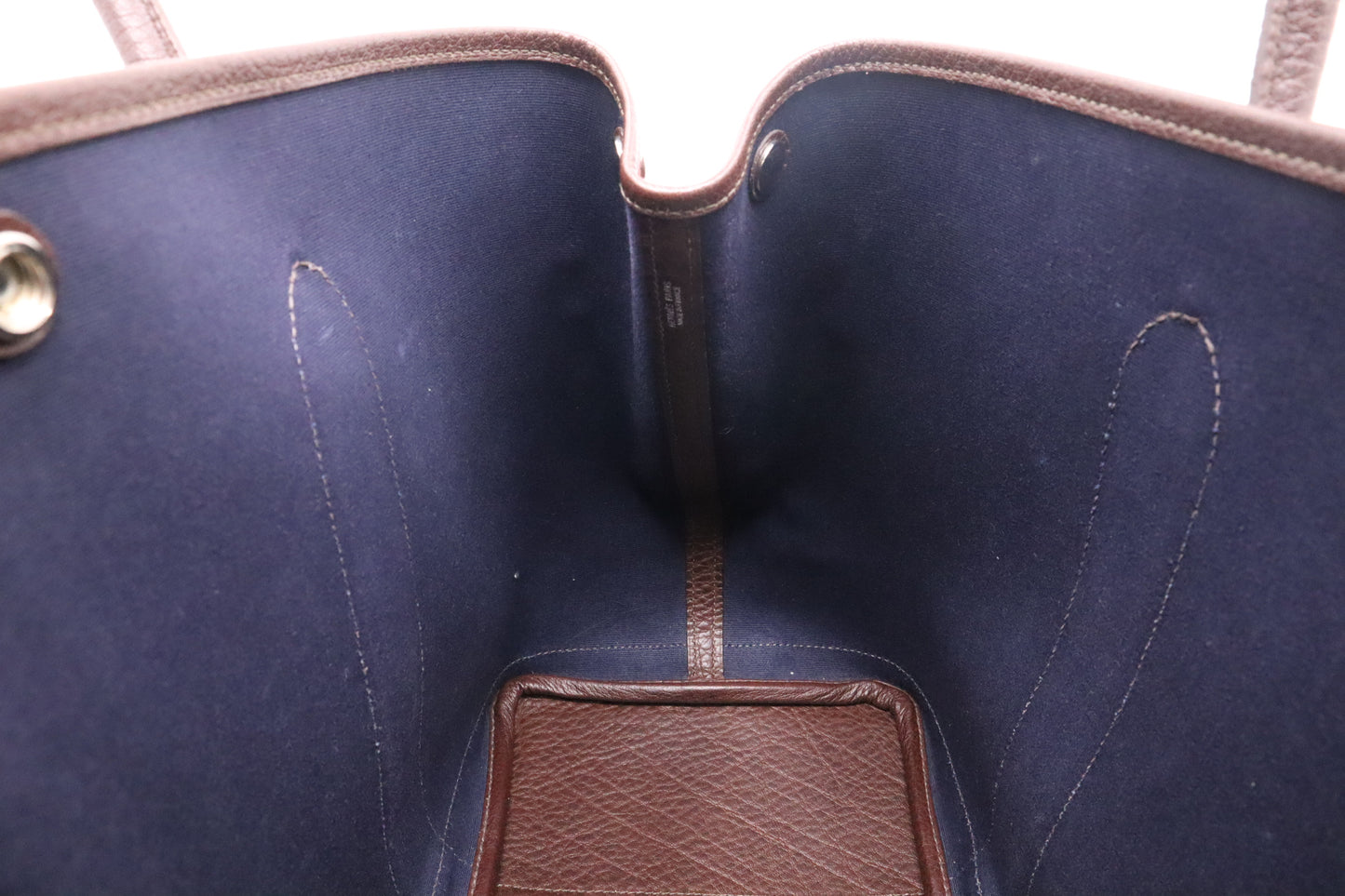 Hermes Garden Party 36 in Maroon Canvas & Dark Brown Leather