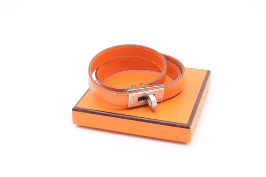 Hermes Kelly Tour Bracelet in Orange Leather