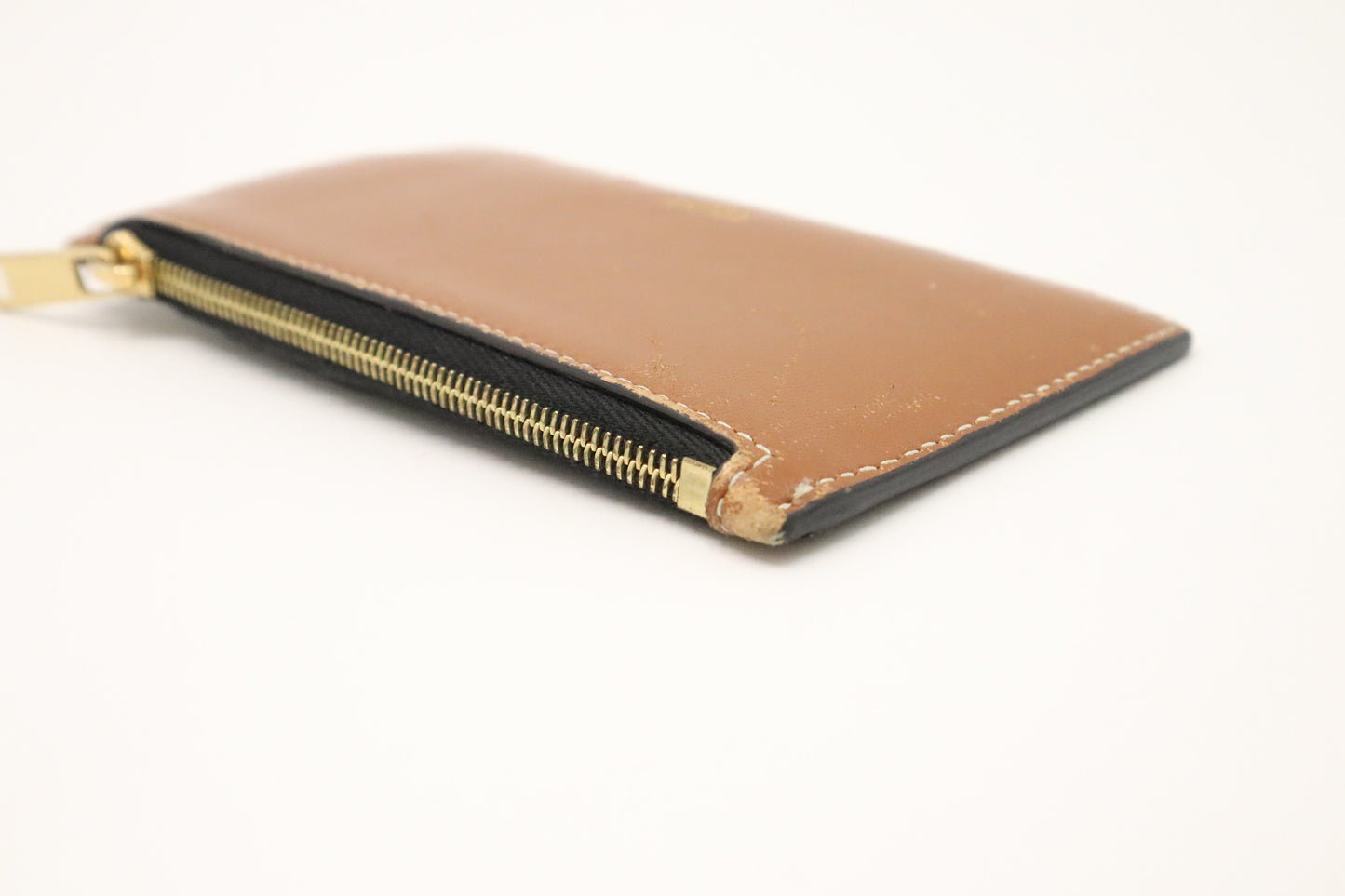 Celine Card Holder in Black Triomphe Canvas and Brown Leather