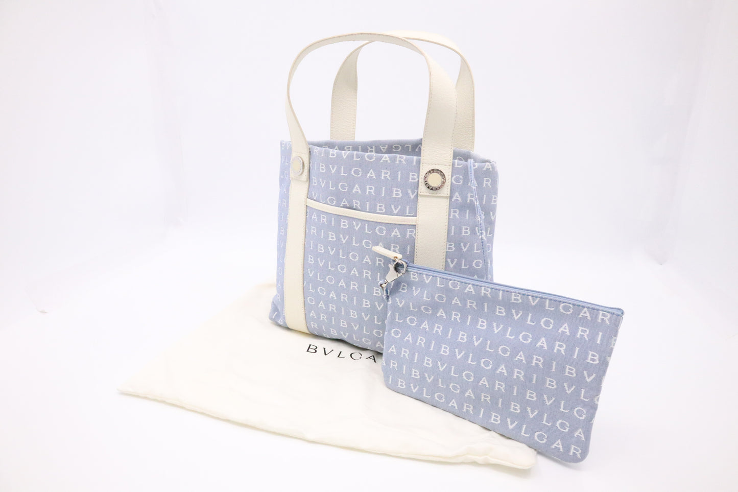 Bvlgari Tote Bag in Pale Blue Canvas