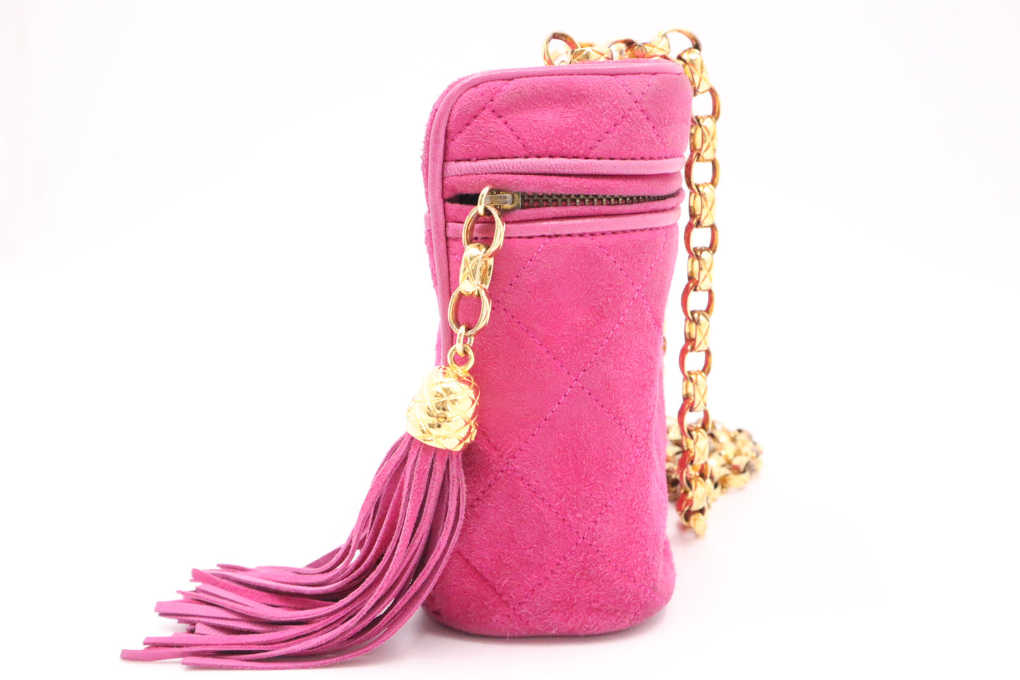 Chanel Vanity Shoulder Bag in Pink Suede