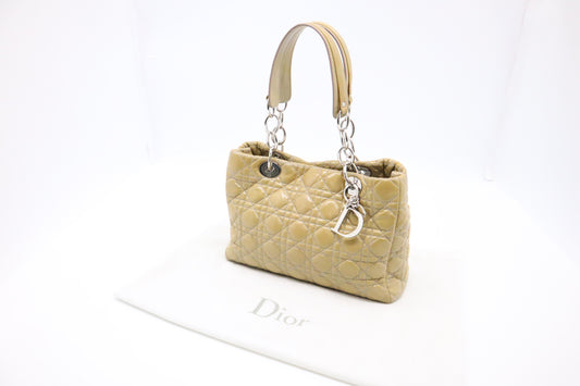 Dior Soft Shopping Tote in Yellow Cannage Patent Leather