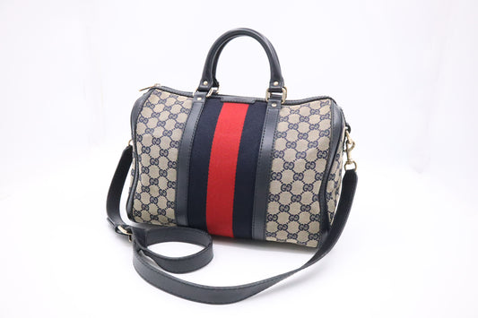 Gucci Boston Bag in Navy GG Canvas