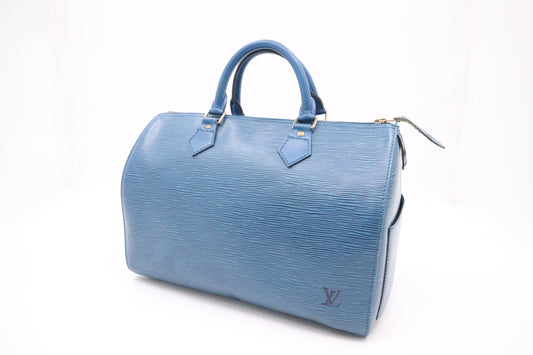 Louis Vuitton Speedy 30 in Epi Blue Leather