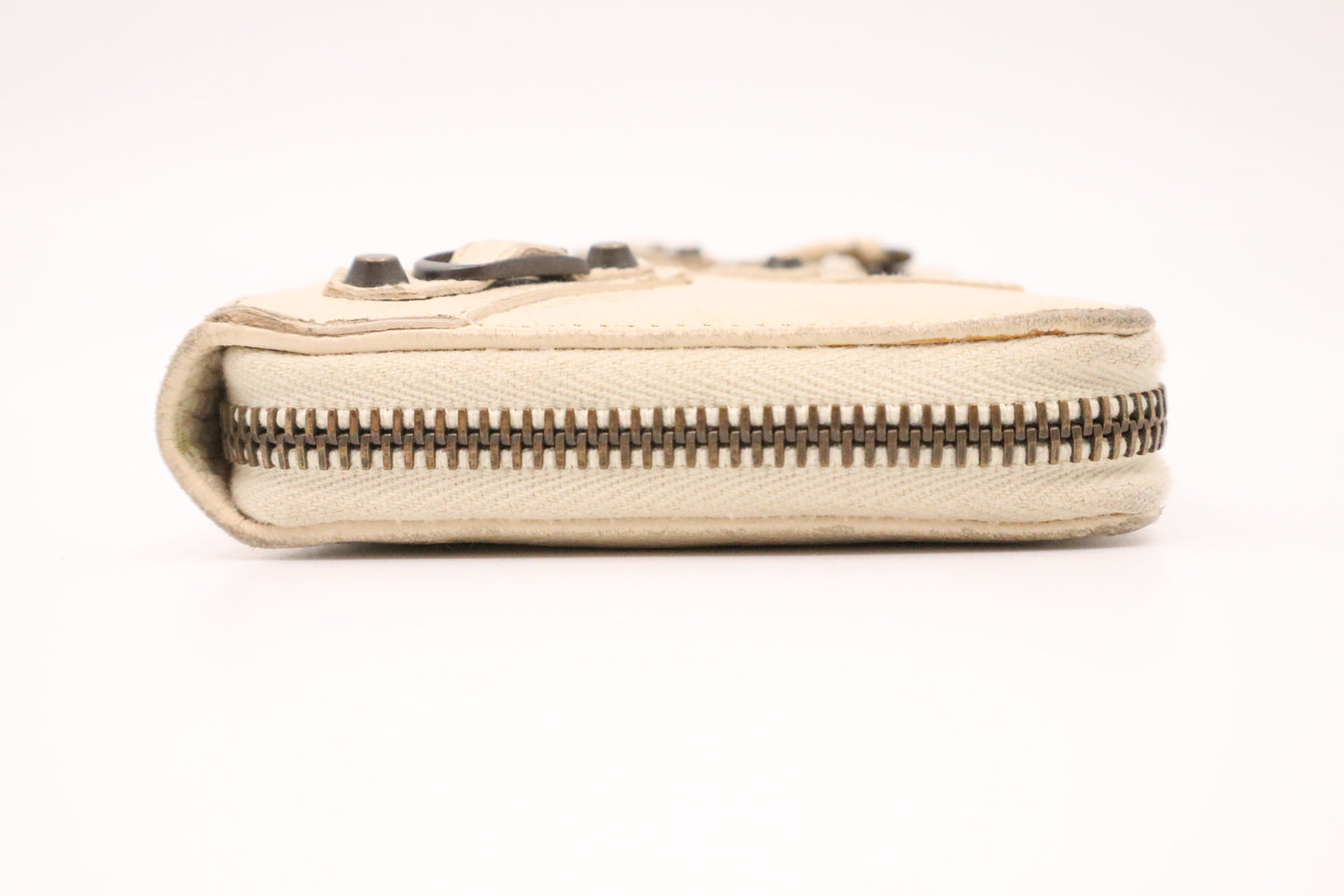 Balenciaga Le Cagole Zip Around Wallet in Beige Leather