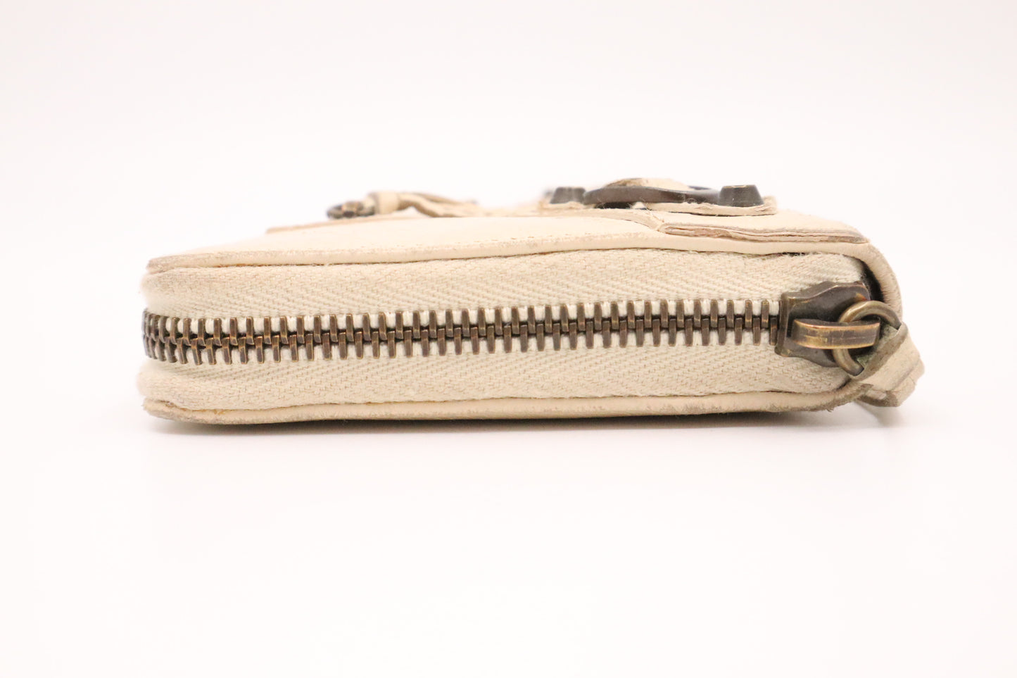 Balenciaga Le Cagole Zip Around Wallet in Beige Leather
