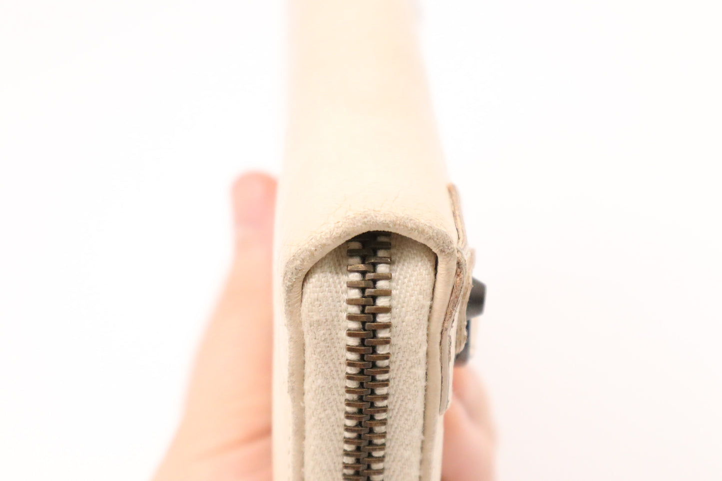Balenciaga Le Cagole Zip Around Wallet in Beige Leather