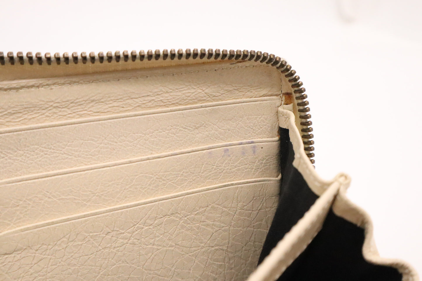 Balenciaga Le Cagole Zip Around Wallet in Beige Leather