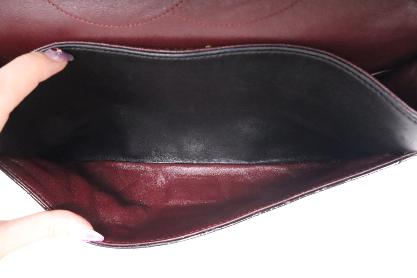 Chanel 2.55 Large Patent Flap in Black Matelasse Leather