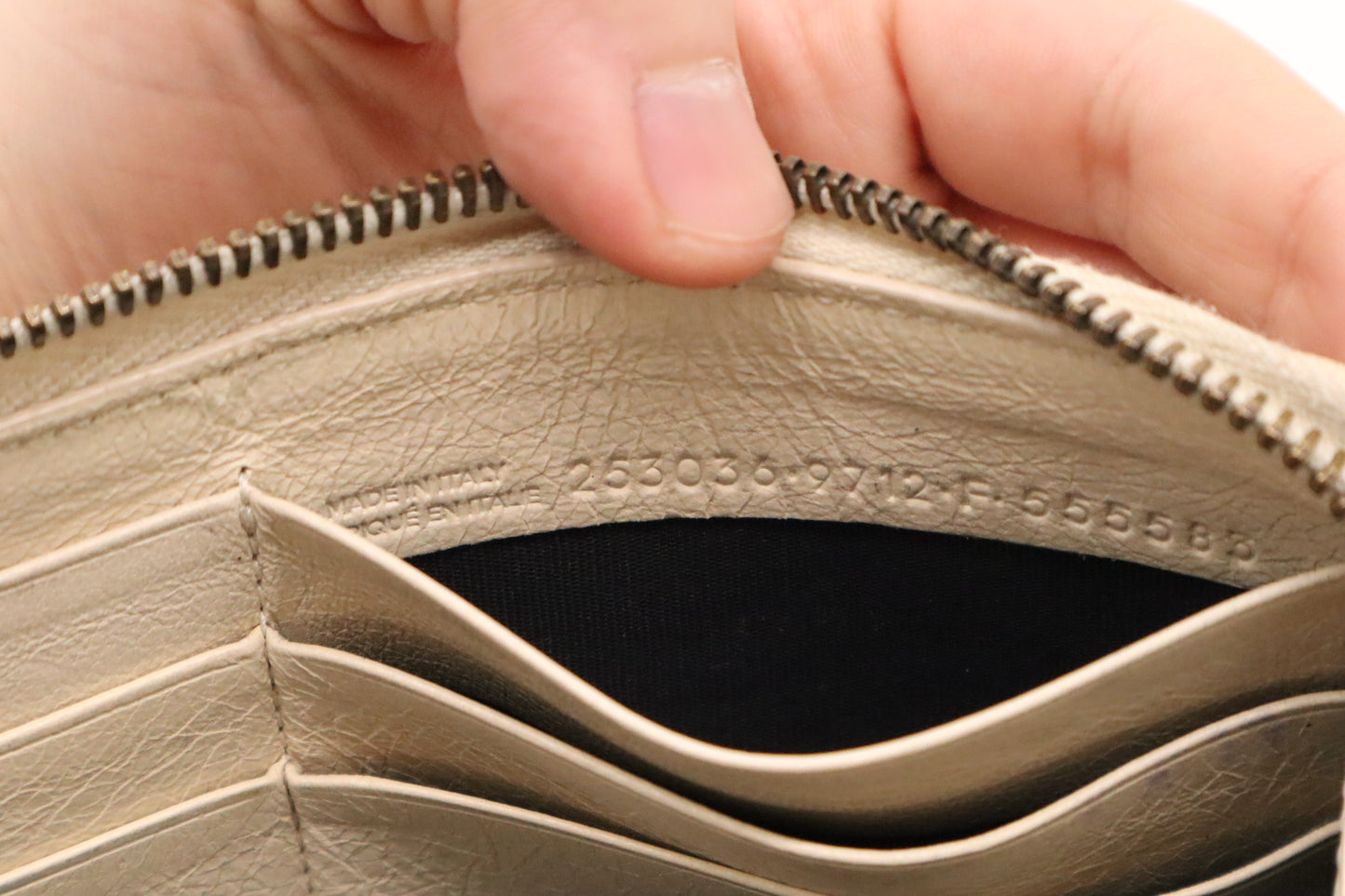 Balenciaga Le Cagole Zip Around Wallet in Beige Leather