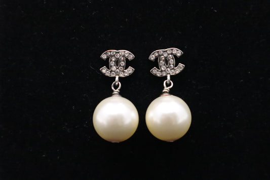 Chanel Rhinestone Pearl Earrings