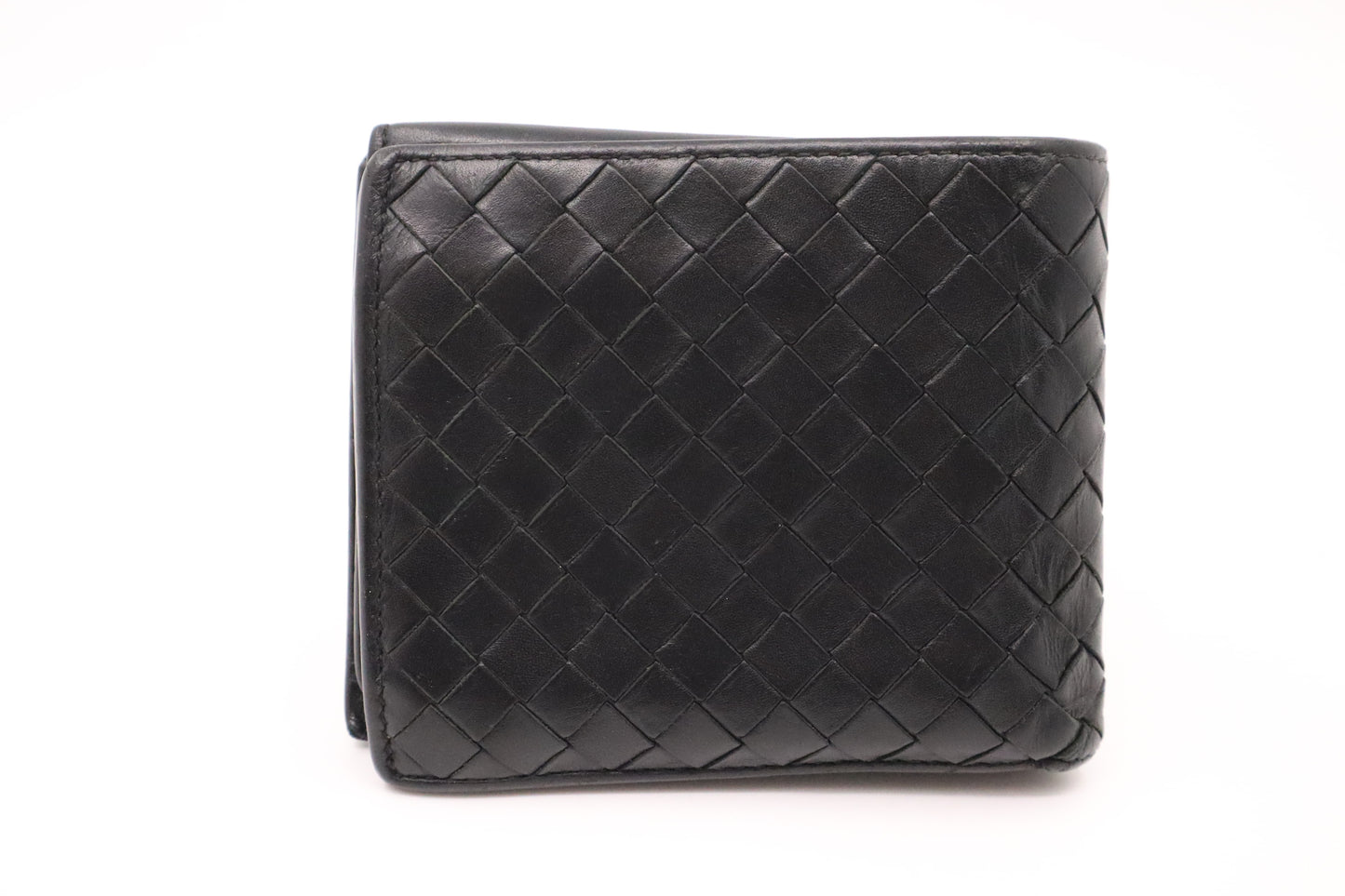 Bottega Veneta Bifold Wallet in Black Intrecciato Leather