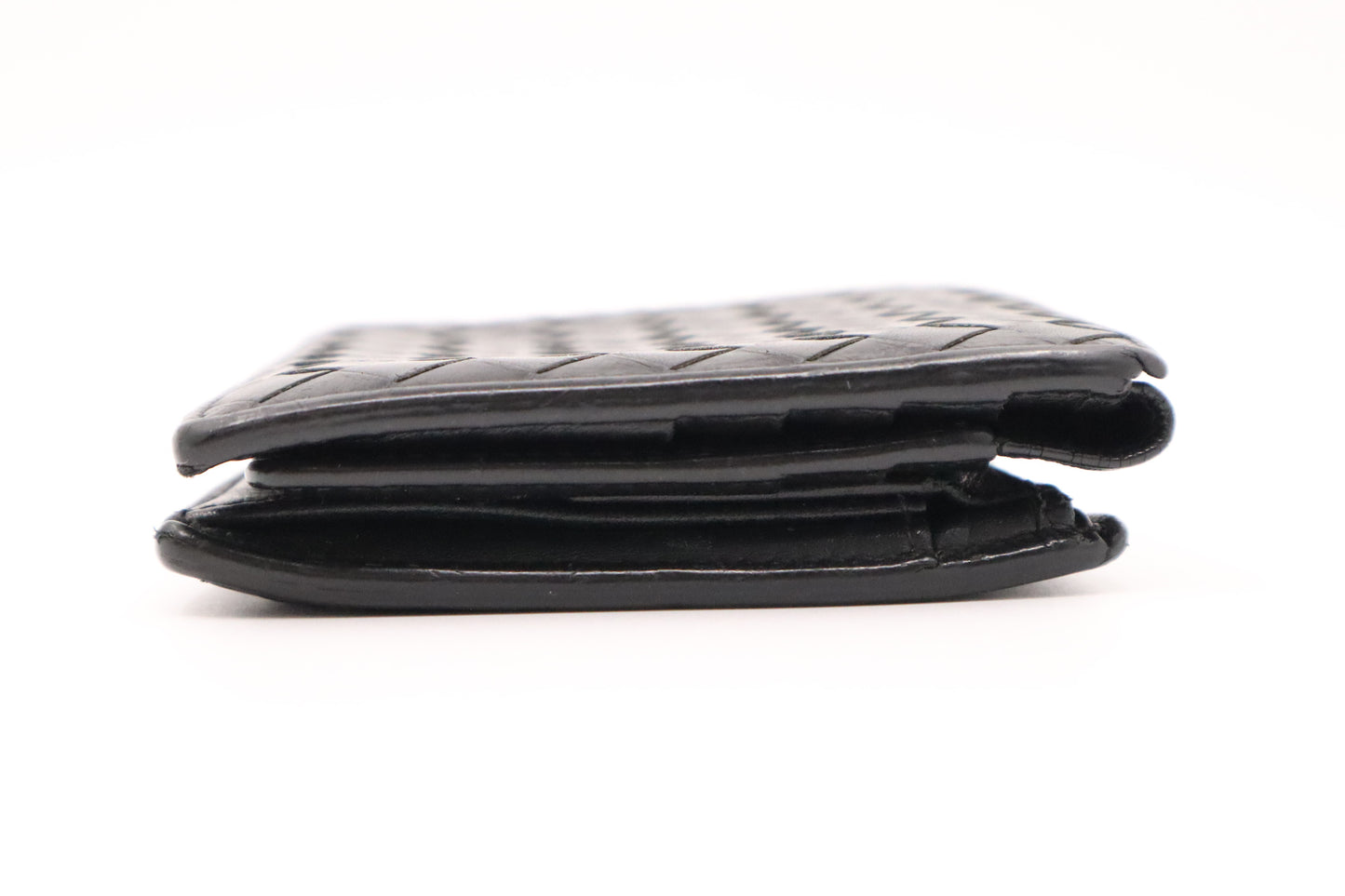 Bottega Veneta Bifold Wallet in Black Intrecciato Leather