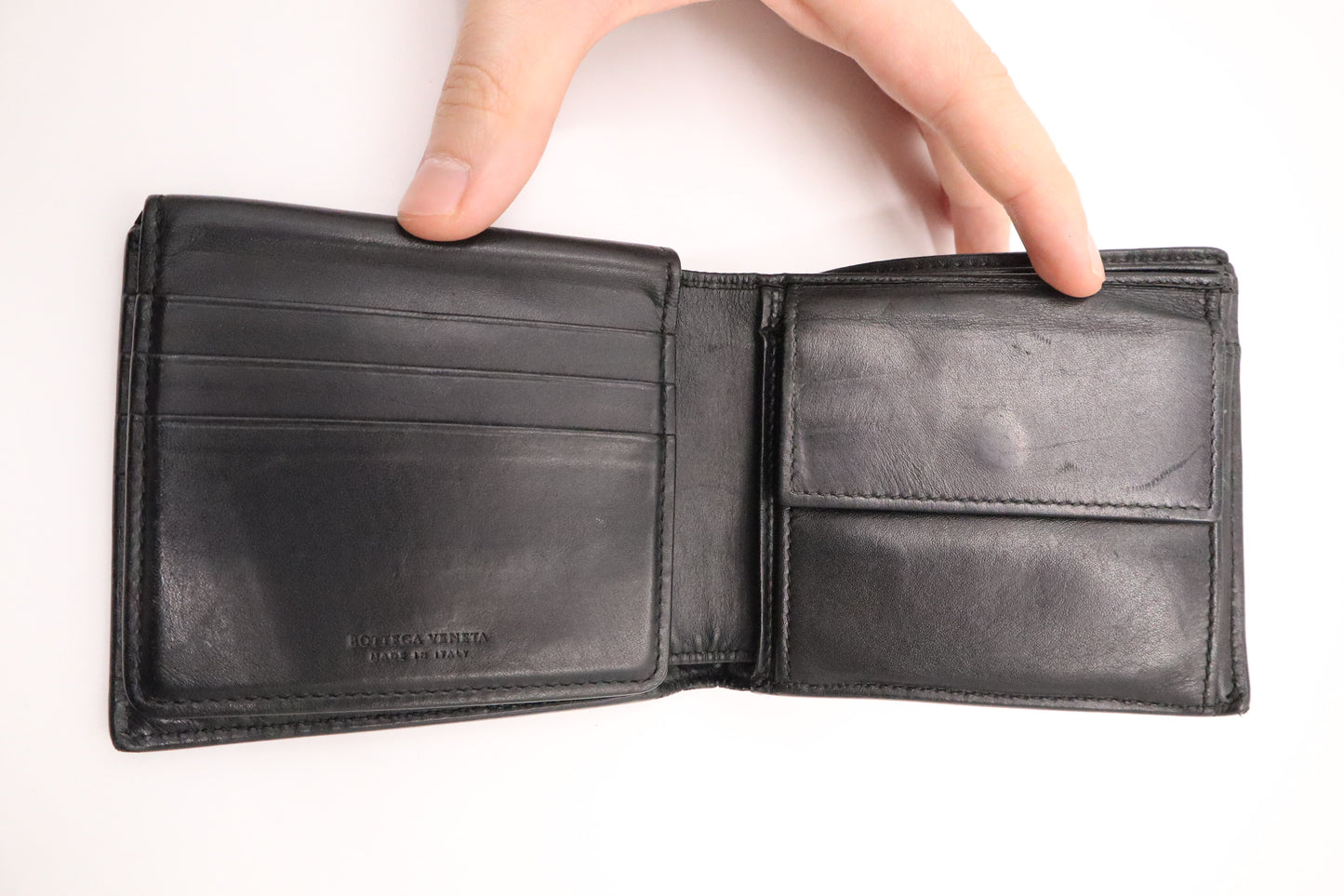Bottega Veneta Bifold Wallet in Black Intrecciato Leather