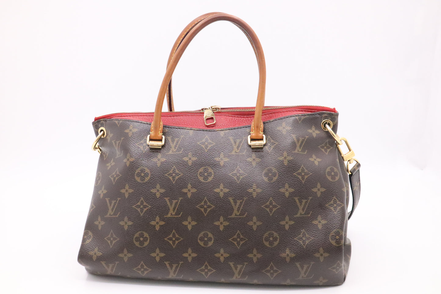 Louis Vuitton Pallas in Red Leather & Monogram Canvas