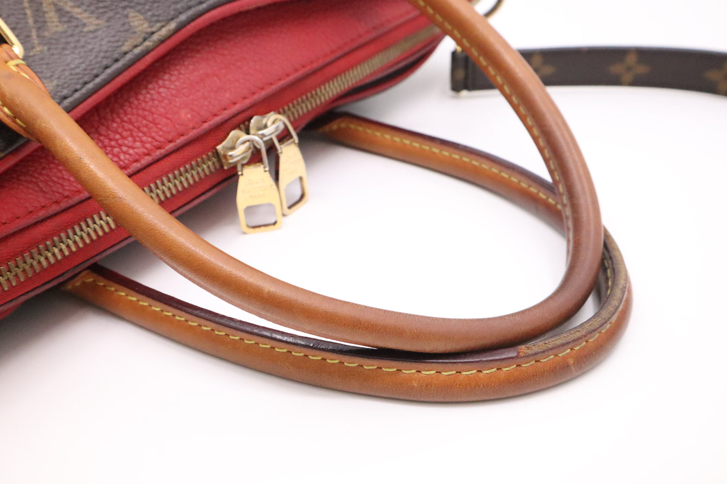 Louis Vuitton Pallas in Red Leather & Monogram Canvas