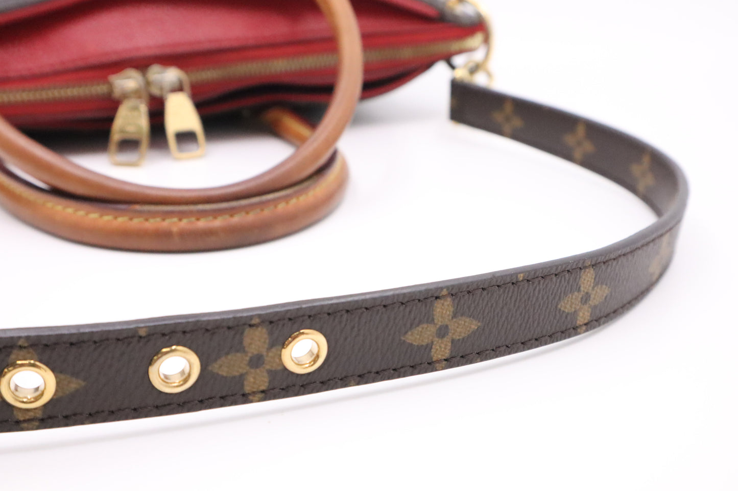 Louis Vuitton Pallas in Red Leather & Monogram Canvas