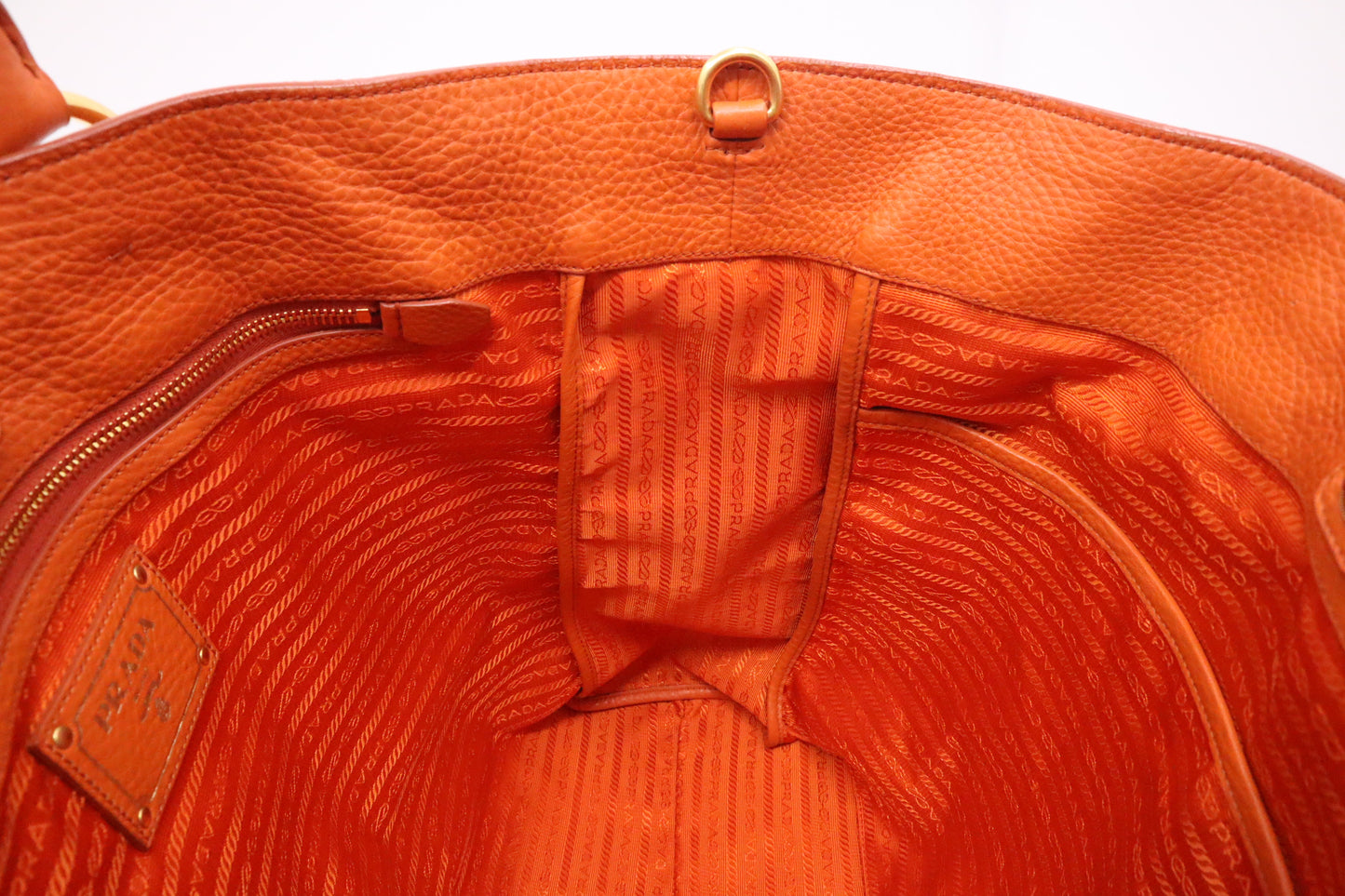 Prada Rame Vitello Daino Tote in Orange Leather