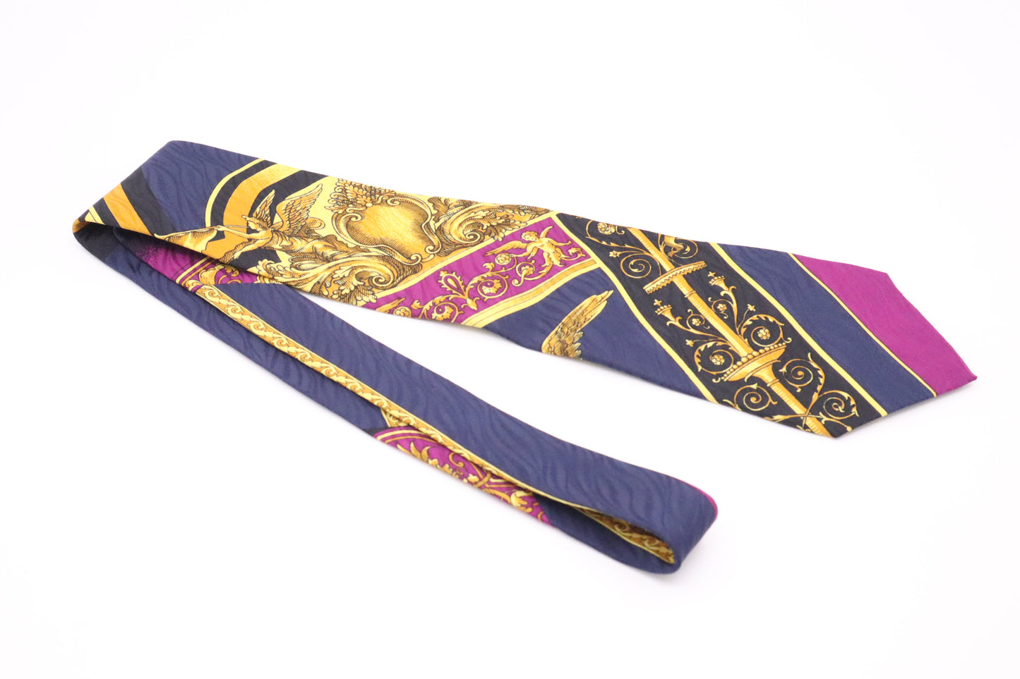Versace Tie in Blue, Purple, & Gold Silk