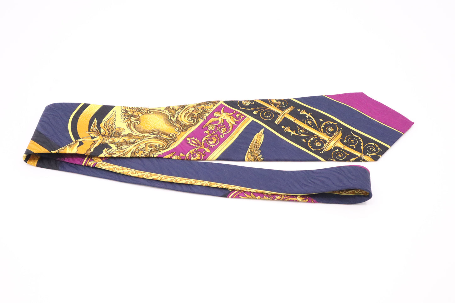 Versace Tie in Blue, Purple, & Gold Silk