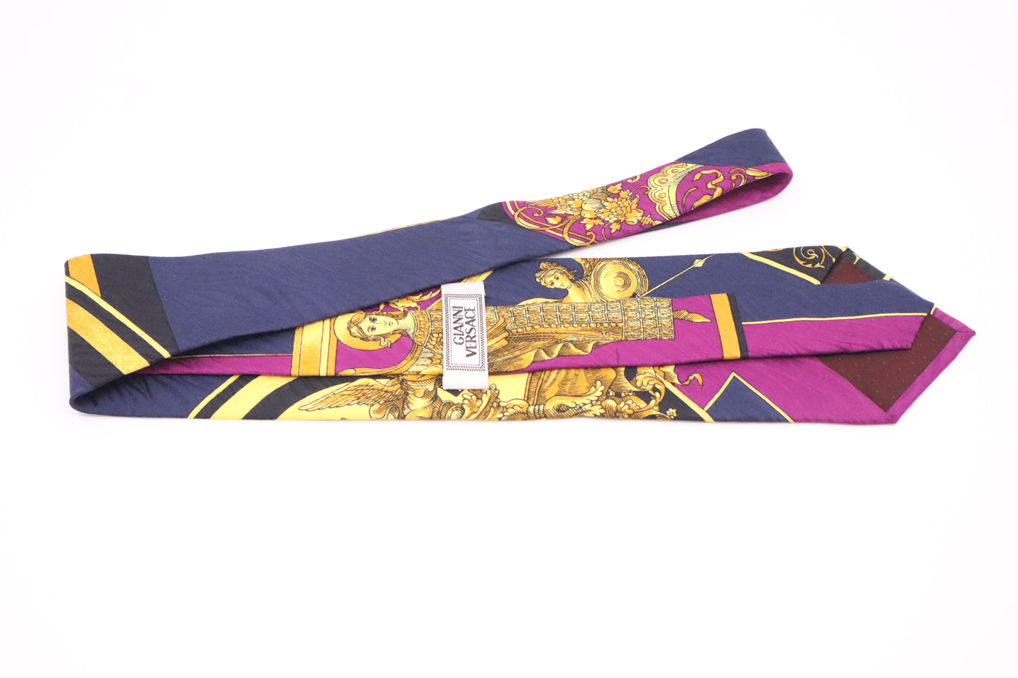 Versace Tie in Blue, Purple, & Gold Silk