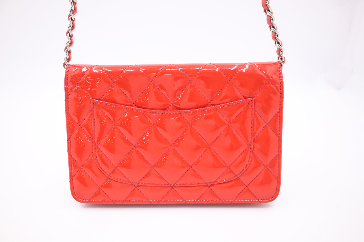Chanel Wallet on Chain in Red-Orange Patent Leather
